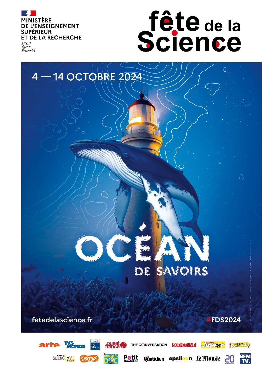 Affiche Fête de la science 2024 Océan de savoirs du 4 au 14 octobre 2024